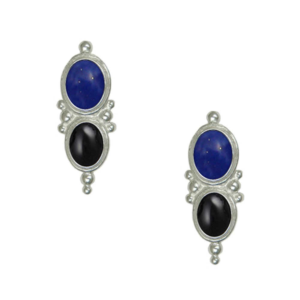 Sterling Silver Drop Dangle Earrings With Lapis Lazuli